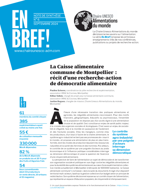 En bref ! La Caisse alimentaire commune de Montpellier : récit d'une recherche-action de démocratie alimentaire